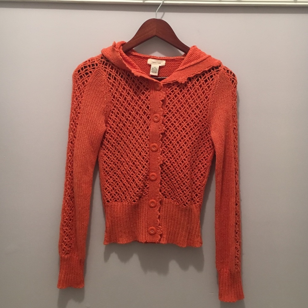 Anthropologie Hooded Wool Knit Cardigan